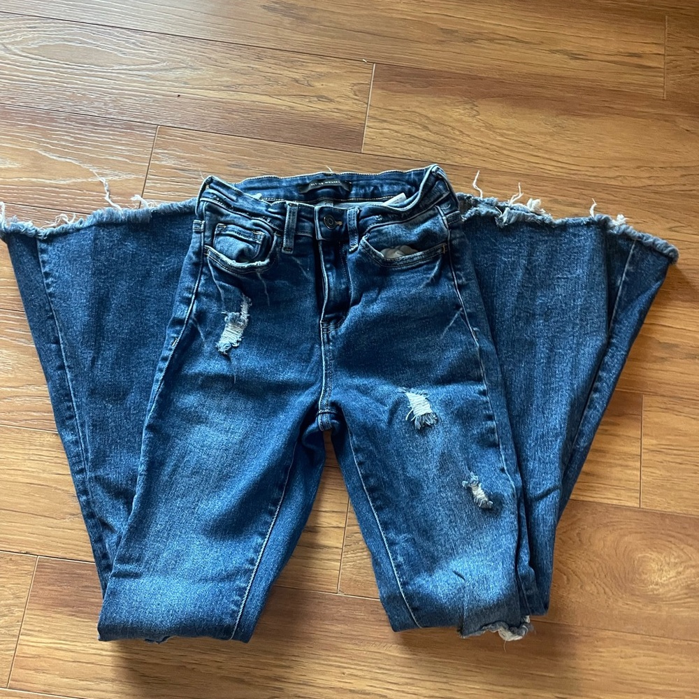 Flying monkey distressed flare jeans